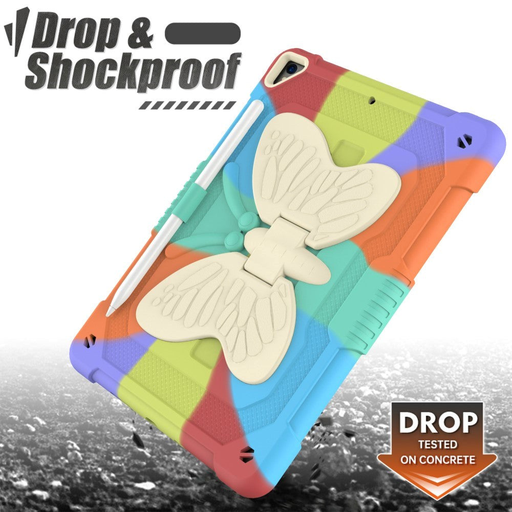 iPad 10,2" (2021 / 2020 / 2019) Butterfly Kickstand Kids Case - Rainbow V1