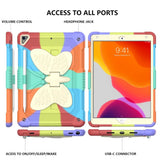 iPad 10,2" (2021 / 2020 / 2019) Butterfly Kickstand Kids Case - Rainbow V1