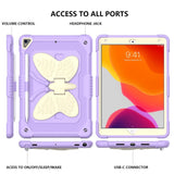 iPad 10,2" (2021 / 2020 / 2019) Butterfly Kickstand barneveske - lilla og grå