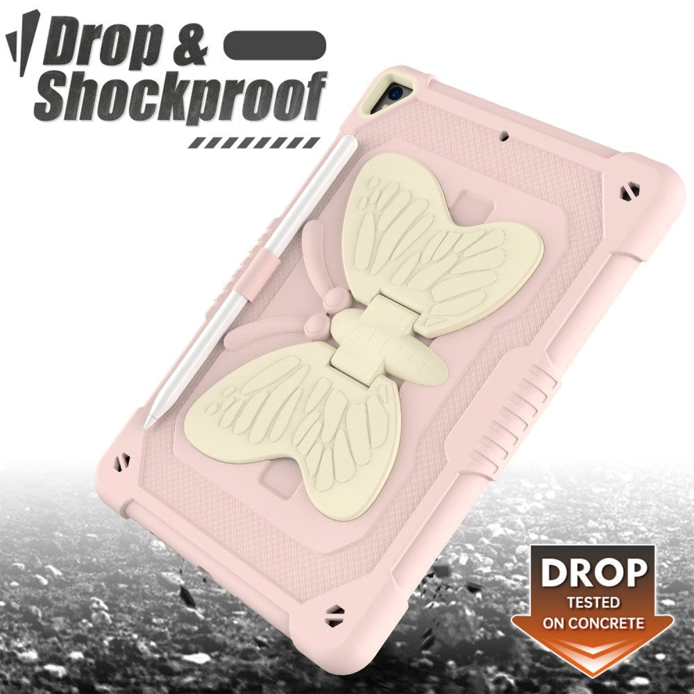 iPad 10,2" (2021 / 2020 / 2019) Butterfly Kickstand Kids Case - Rosa og grå