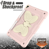 iPad 10,2" (2021 / 2020 / 2019) Butterfly Kickstand Kids Case - Rosa og grå