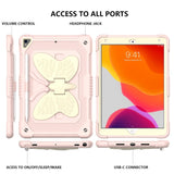 iPad 10,2" (2021 / 2020 / 2019) Butterfly Kickstand Kids Case - Rosa og grå