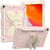 iPad 10,2" (2021 / 2020 / 2019) Butterfly Kickstand Kids Case - Rosa og grå
