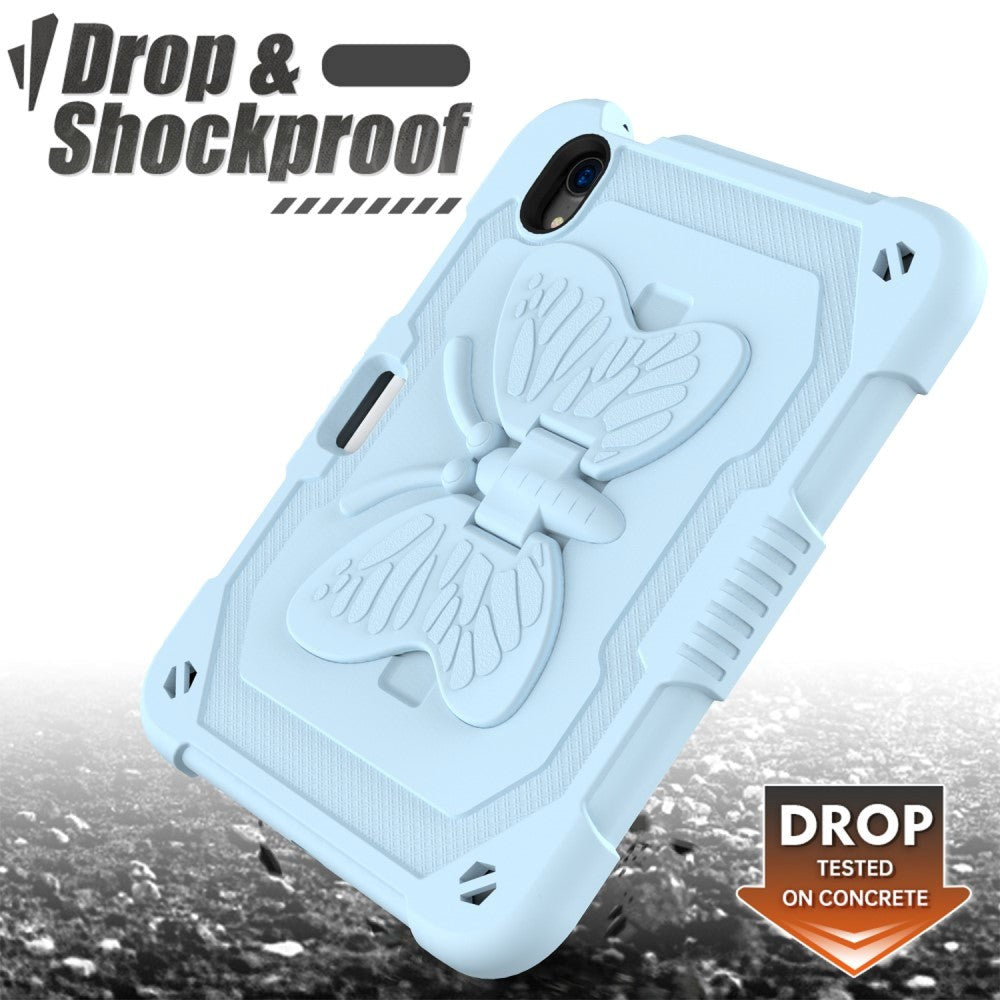 iPad Mini (2021) Butterfly Kickstand Børne Cover - Blå