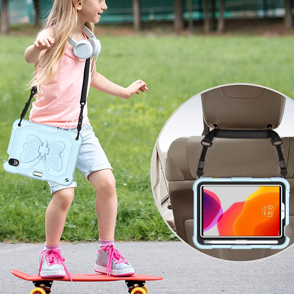 iPad Mini (2021) Butterfly Kickstand Børne Cover - Blå