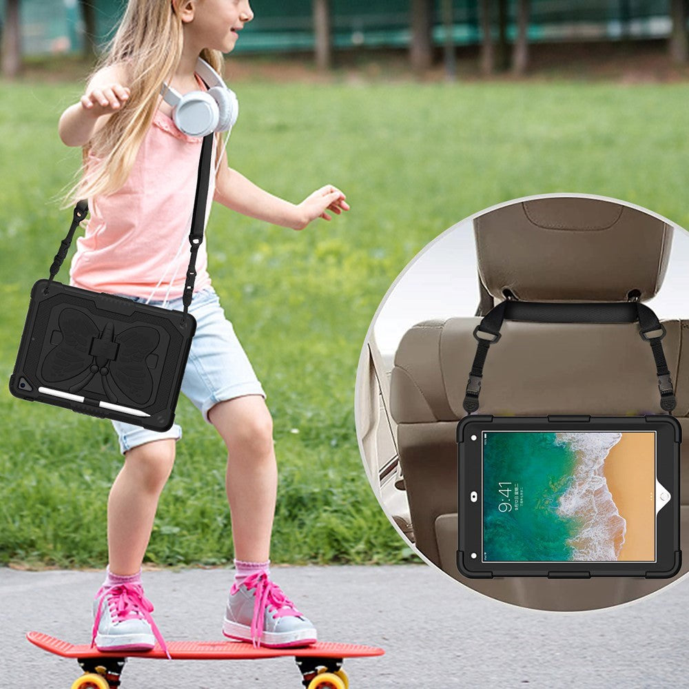 iPad (2018) / iPad (2017) / iPad Air 2 Butterfly Kickstand Kids Case - Svart