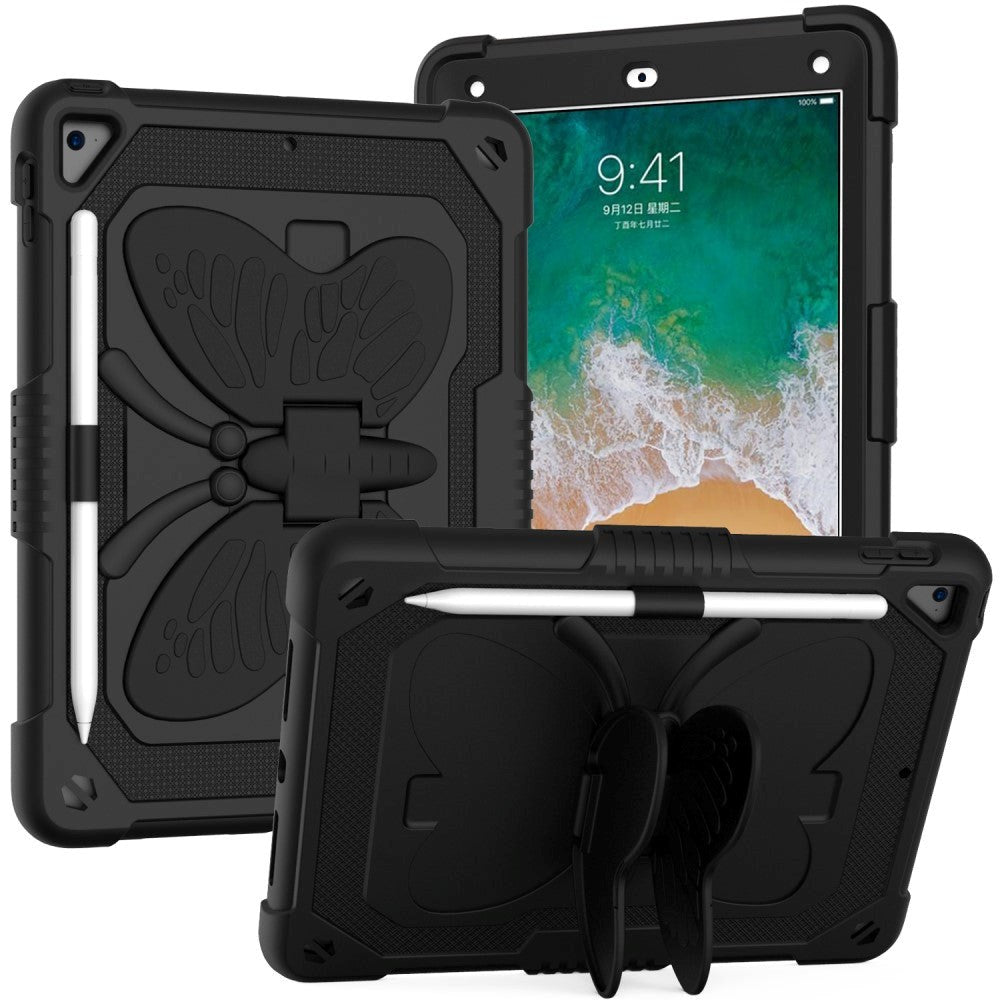 iPad (2018) / iPad (2017) / iPad Air 2 Butterfly Kickstand Kids Case - Svart