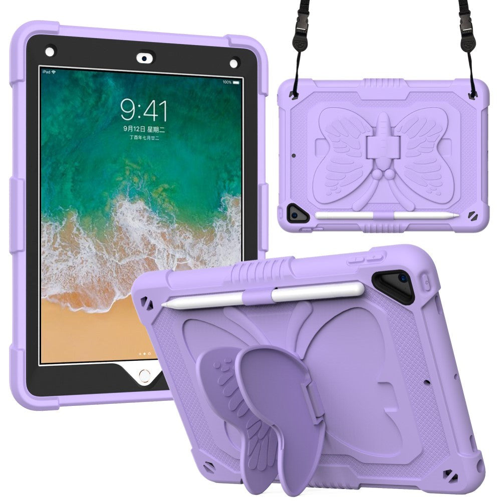 iPad (2018) / iPad (2017) / iPad Air 2 Butterfly Kickstand Børne Cover - Lilla