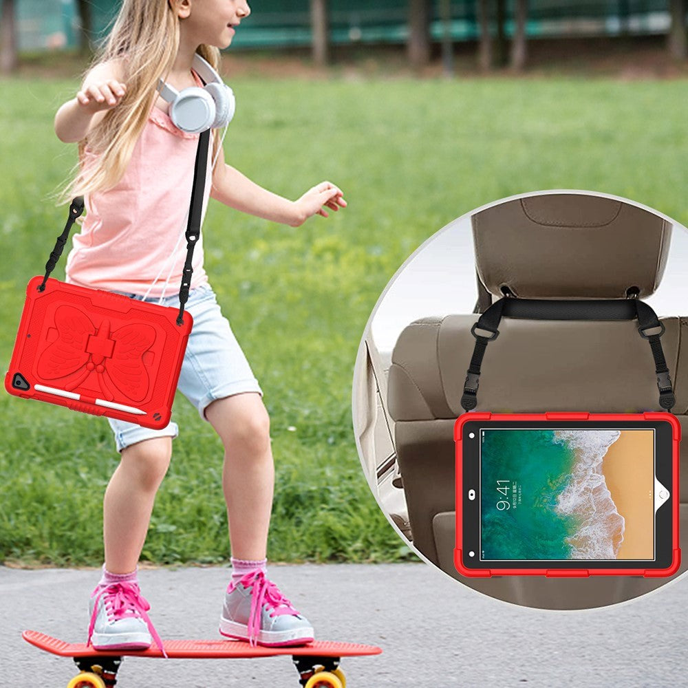 iPad (2018) / iPad (2017) / iPad Air 2 Butterfly Kickstand Børne Cover - Rød