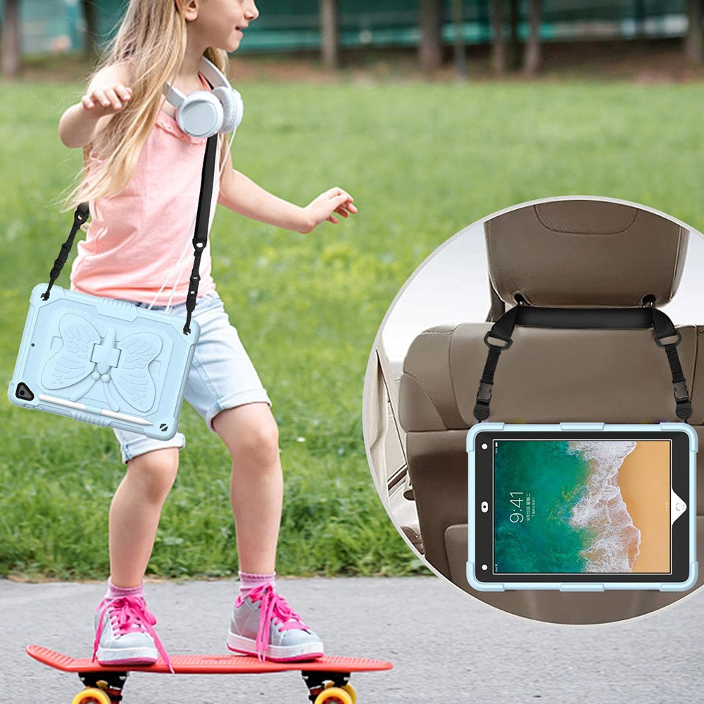 iPad (2018) / iPad (2017) / iPad Air 2 Butterfly Kickstand Kids Case - Blå