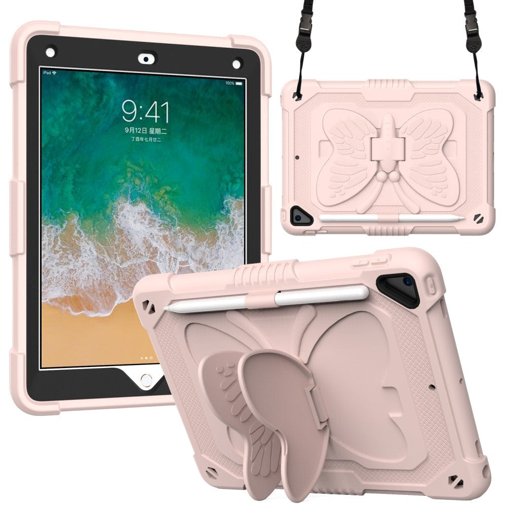 iPad (2018) / iPad (2017) / iPad Air 2 Butterfly Kickstand Børne Cover - Pink