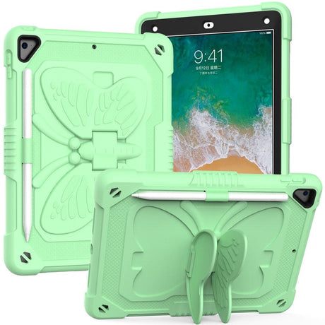iPad (2018) / iPad (2017) / iPad Air 2 Butterfly Kickstand Kids Case - Grønn