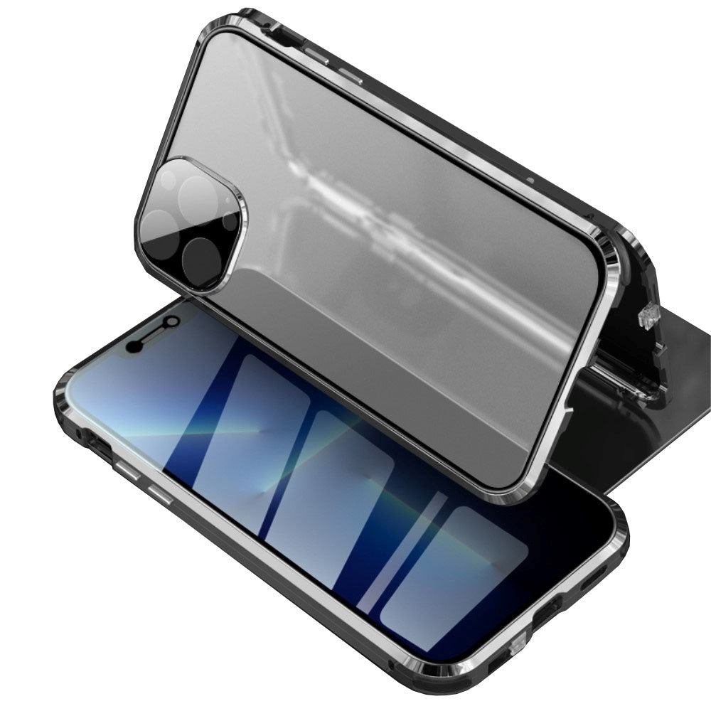 iPhone 13 Pro Max Magnetic Privacy Cover m. Glass bak og front - svart