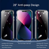 iPhone 13 Magnetic Privacy Cover m. Glass Bak Og Front - Sølv