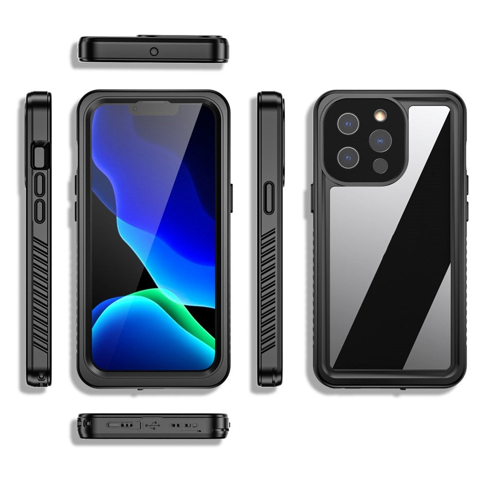 iPhone 13 Pro IP68 Støv- & Vandtæt Case - Gennemsigtig / Sort