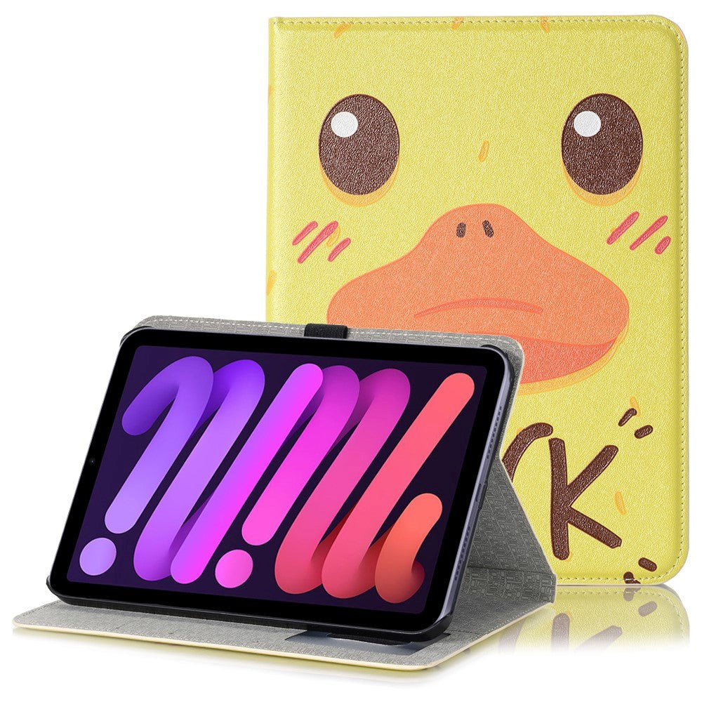 iPad Mini (2021) Kunst Læder Cover m. Kortholder & Touch Pen Holder - Duck