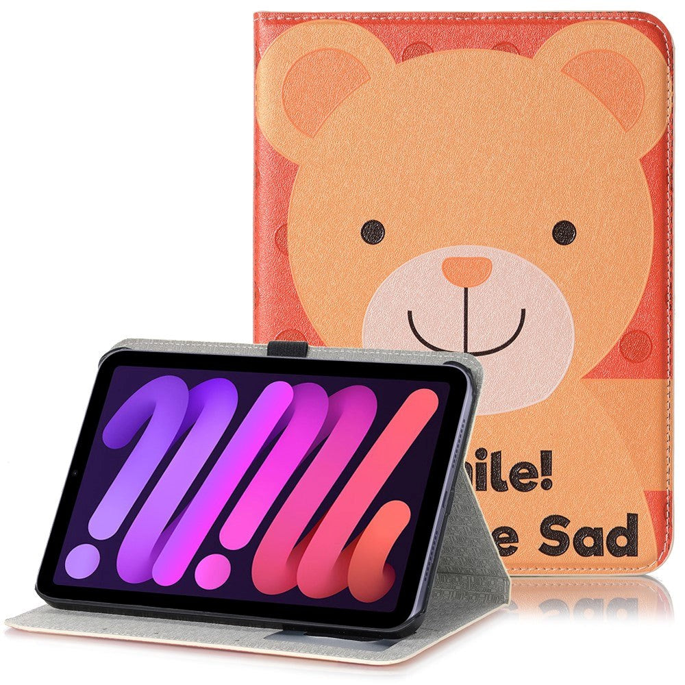 iPad Mini (2024 / 2021) Deksel i kunstskinn m. Kortholder &amp; Touch Pen Holder - Teddy Bear