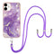 iPhone 12 / 12 Pro Marble Hybrid Bakdeksel m. Justerbar stropp - Rose Lilla