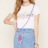 iPhone 11 Marble Hybrid Bakdeksel m. Justerbar stropp - Rose Lilla