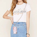 iPhone 11 Marble Hybrid Bakdeksel m. Justerbar stropp - Rosa