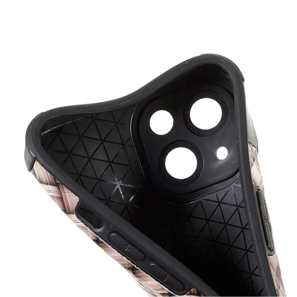iPhone 13 fleksibelt plastdeksel - vevd tekstur - brun