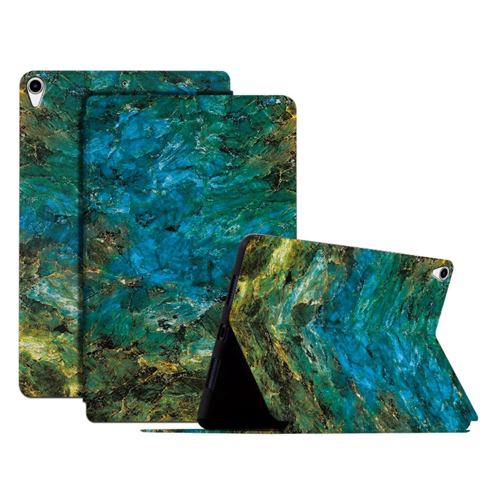 iPad Air (2019) / Pro 10,5" Tri-Fold Flip-deksel - Marmor - Blå / Grønn