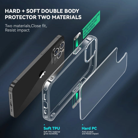 iPhone 12 Pro Max Krystallklart Hybrid Plastic Bakdeksel - Gjennomsiktig