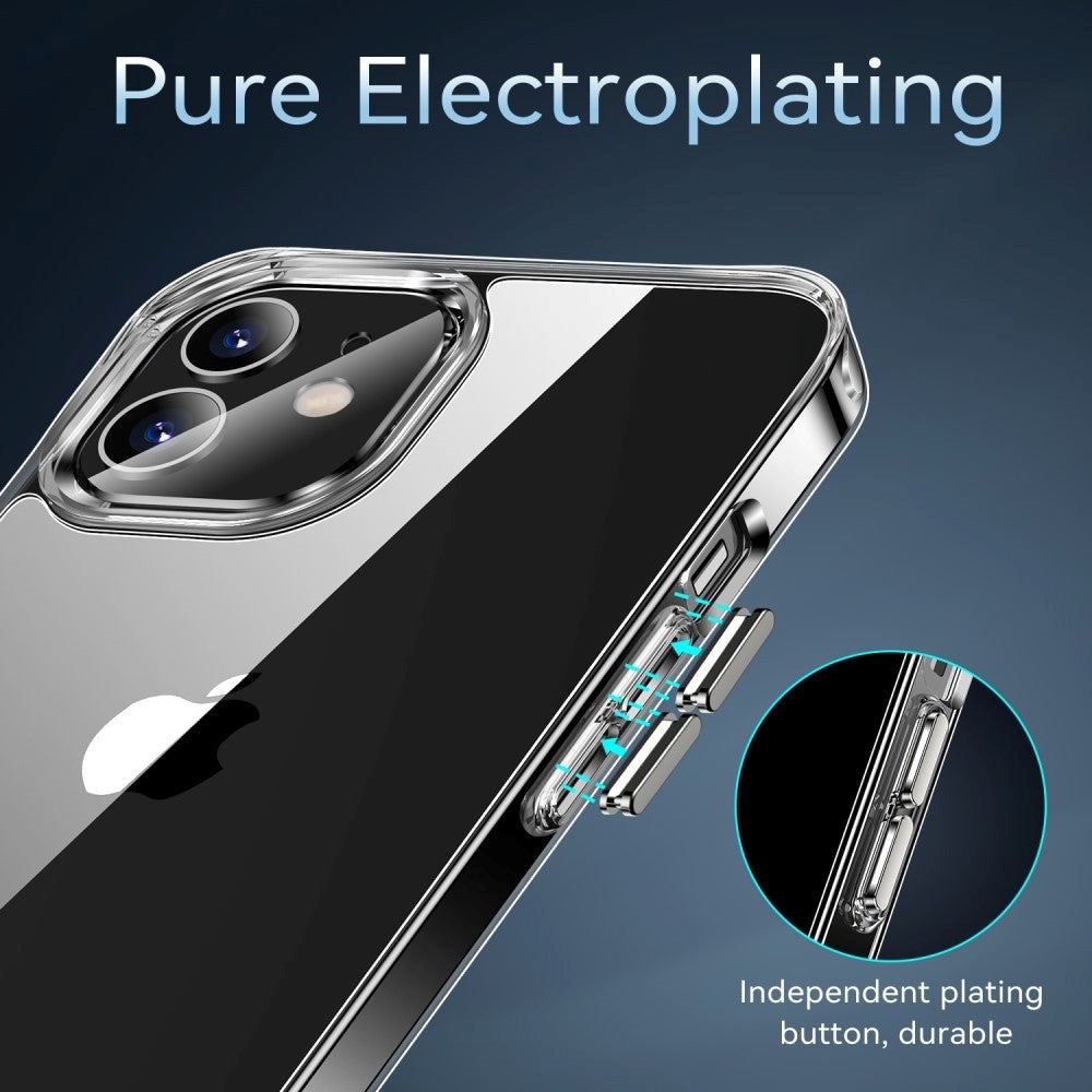 iPhone 12 / 12 Pro Krystallklart Hybrid Plastic Bakdeksel - Gjennomsiktig