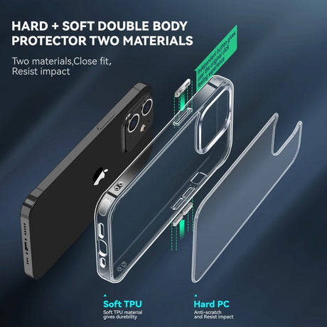 iPhone 12 / 12 Pro Krystallklart Hybrid Plastic Bakdeksel - Gjennomsiktig