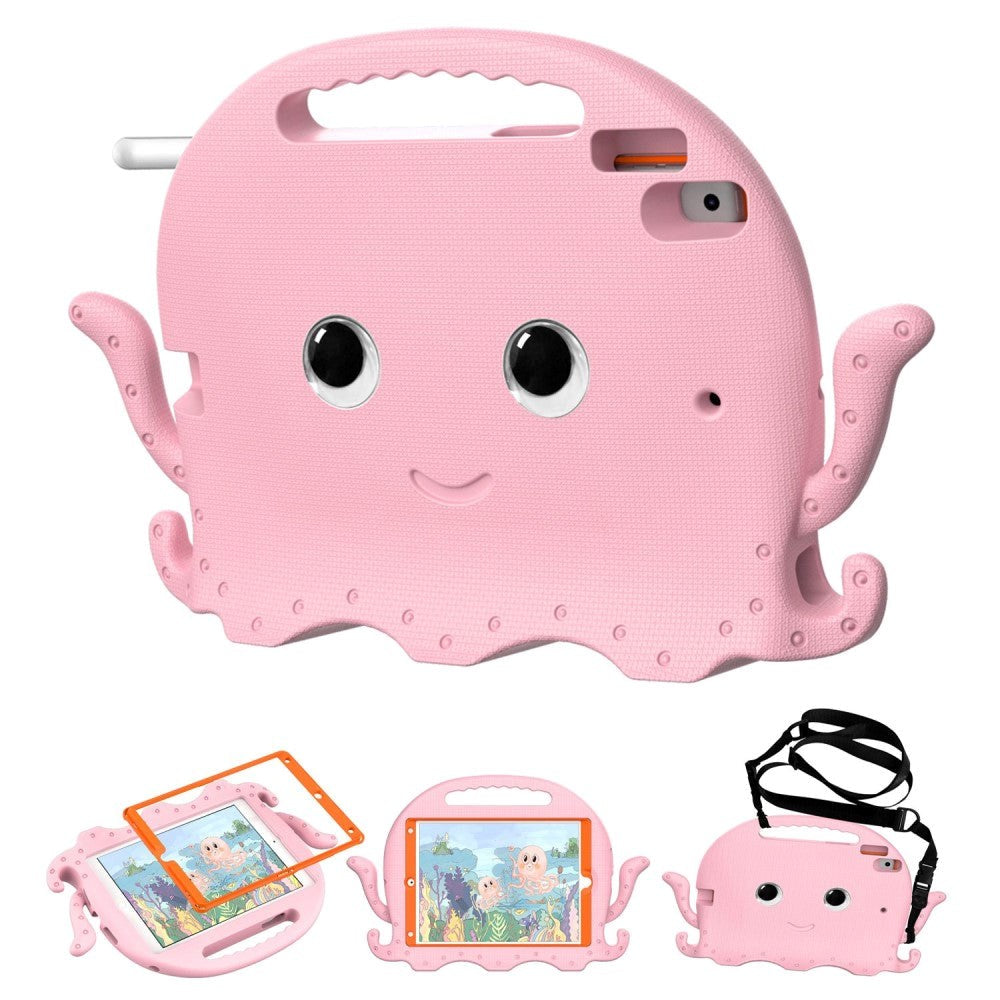 iPad 10.2" (2021 / 2020 / 2019) / iPad Pro 10.5 / iPad Air (2019) EVA Kids Case m. skulderstropp - Octopus Theme - Rosa