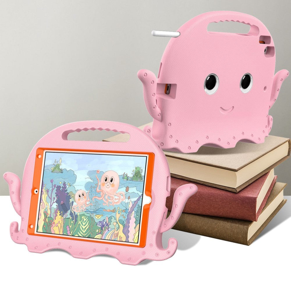 iPad 10.2" (2021 / 2020 / 2019) / iPad Pro 10.5 / iPad Air (2019) EVA Kids Case m. skulderstropp - Octopus Theme - Rosa