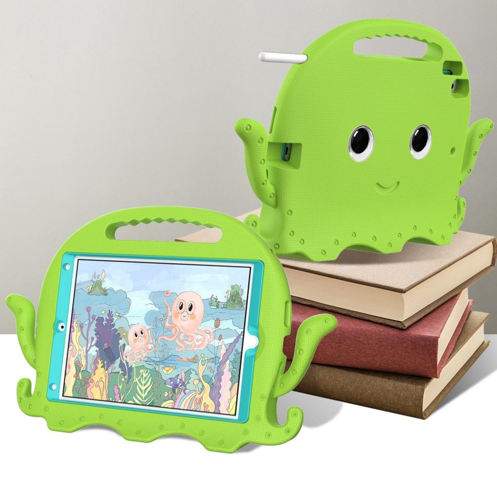 iPad 10.2" (2021 / 2020 / 2019) / iPad Pro 10.5 / iPad Air (2019) EVA Kids Case m. skulderstropp - Octopus Theme - Grønn