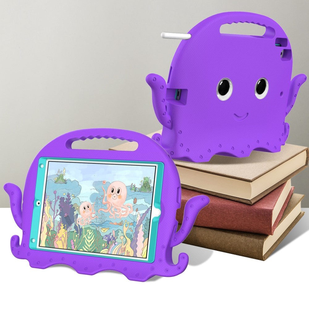 iPad 10.2" (2021 / 2020 / 2019) / iPad Pro 10.5 / iPad Air (2019) EVA Kids Case m. skulderstropp - Octopus Theme - Lilla