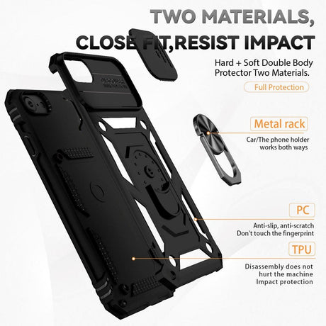 iPhone SE (2022/2020) / 8/7 Hybrid Craftsman Bakdeksel m. Magnetisk Kickstand &amp; Camslider - Svart