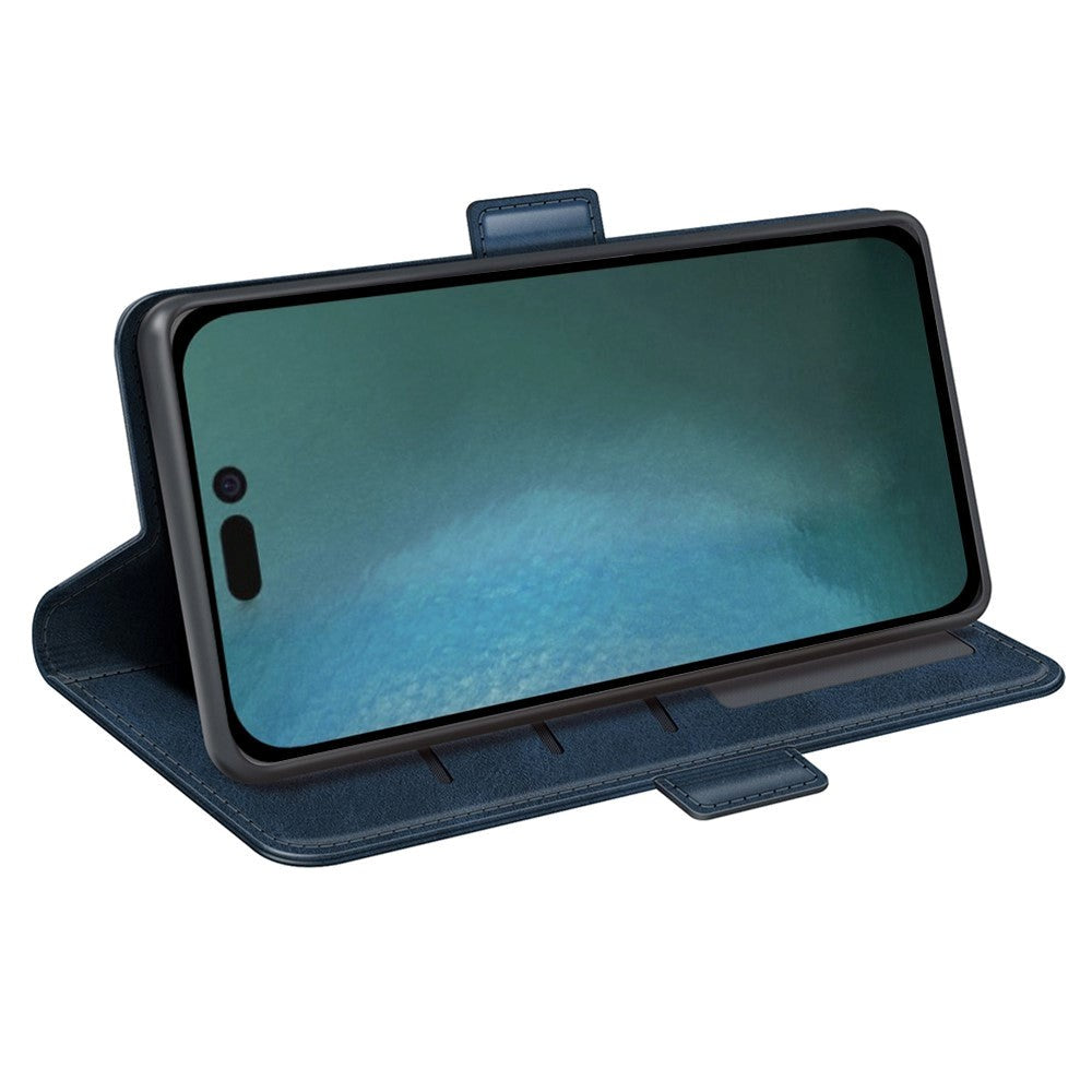 iPhone 14 Pro Læder Flip Cover m. Kortholder & Magnetisk Luk - Blå