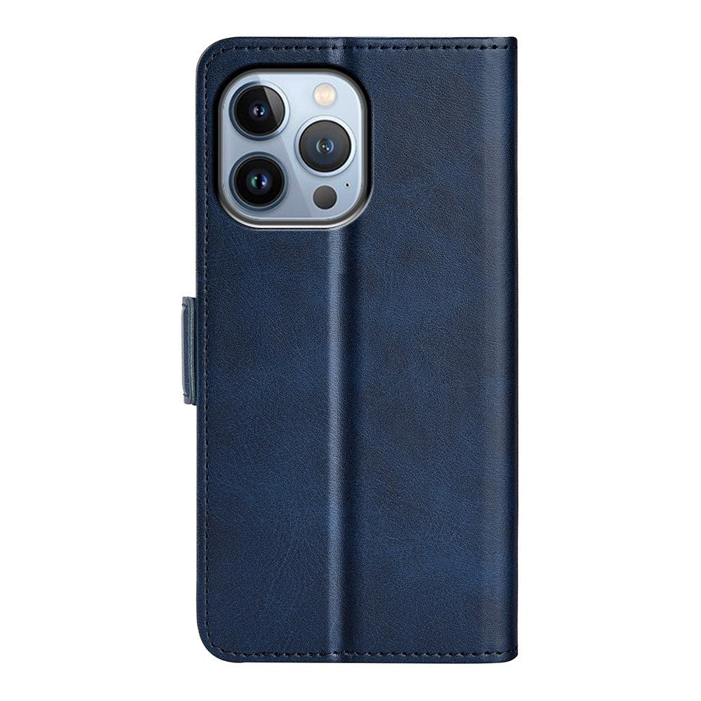 iPhone 14 Pro Læder Flip Cover m. Kortholder & Magnetisk Luk - Blå