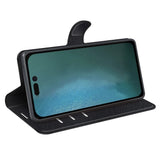 iPhone 14 PU Litchi Leather Flip Cover m. Lommebok og stativfunksjon - svart