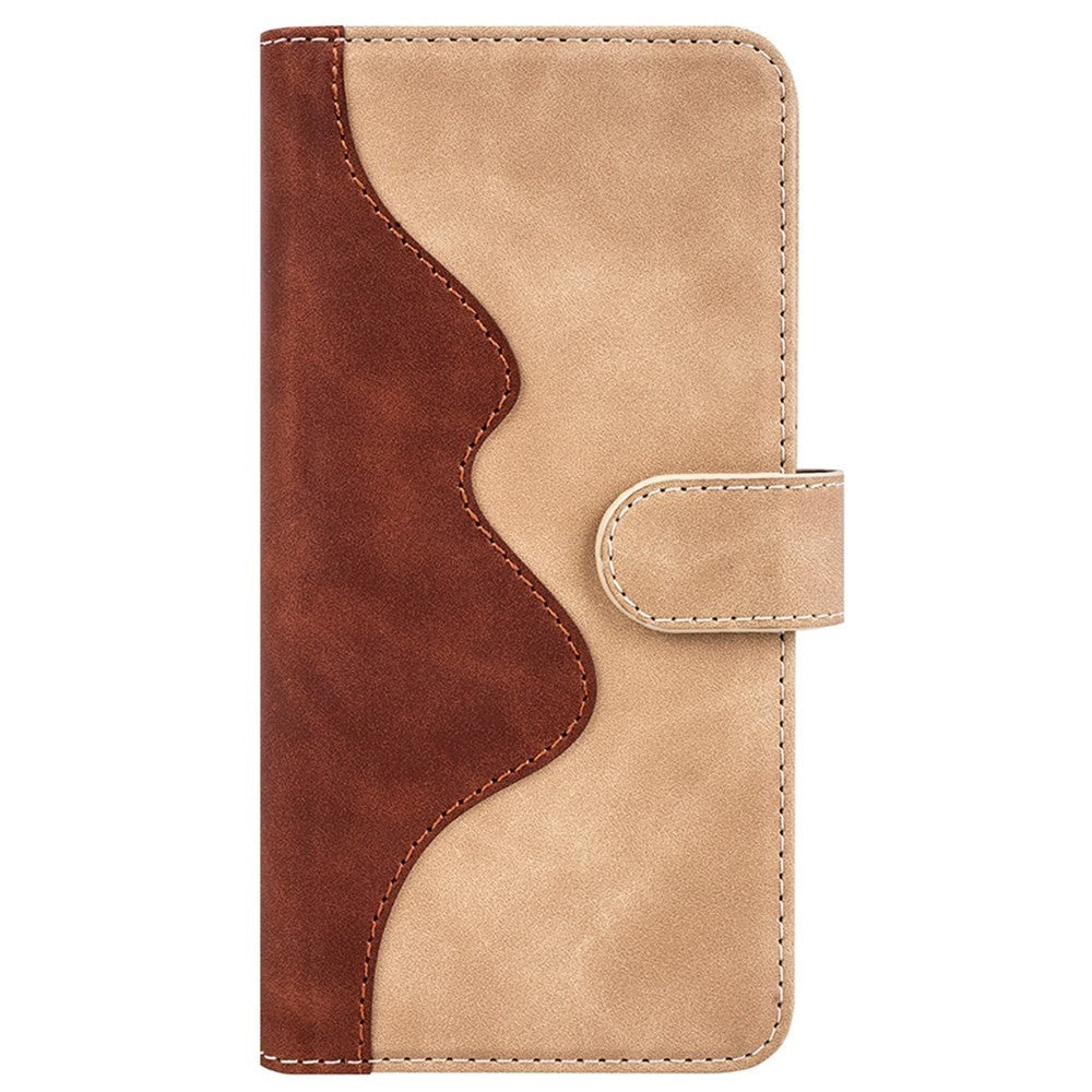 iPhone 14 Pro Multifarvet Læder Flip Cover m. Kortholder - Mørk / Lys Brun