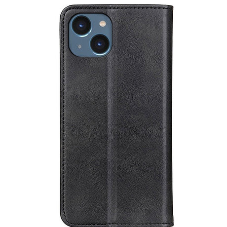 iPhone 14 Leather Flip Cover m. Lommebok og magnetisk lukking - svart