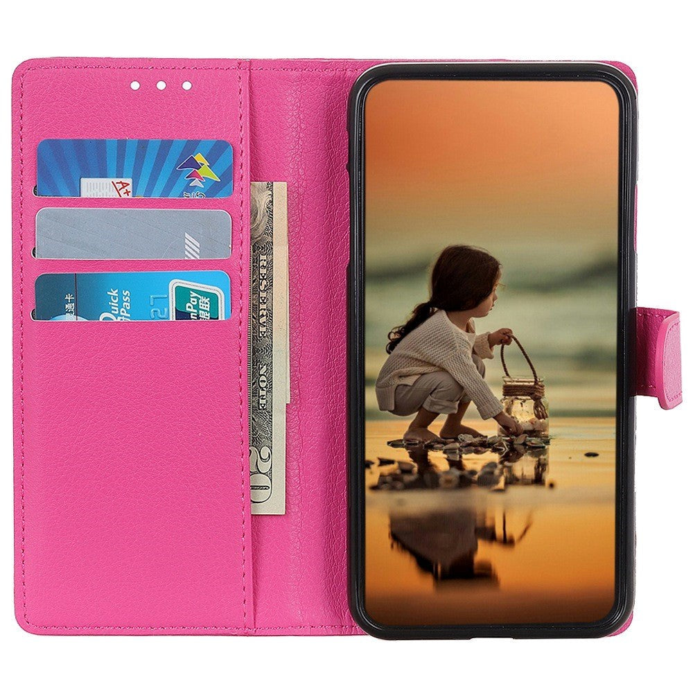 iPhone 14 Leather Flip Cover m. Magnetisk lukking og lommebok - Rosa