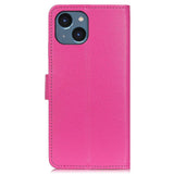 iPhone 14 Leather Flip Cover m. Magnetisk lukking og lommebok - Rosa