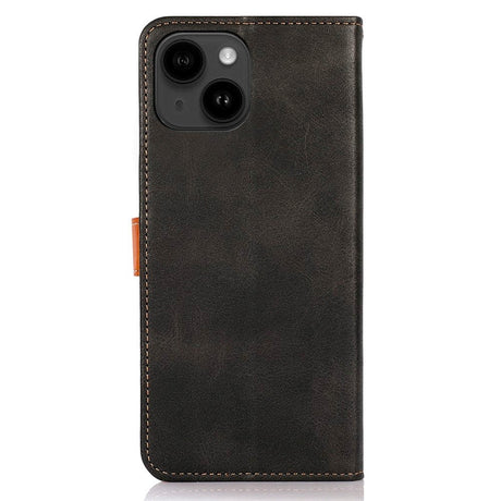 iPhone 14 Plus Khazneh Leather Flip Cover m. Lommebok &amp; kortholder - svart