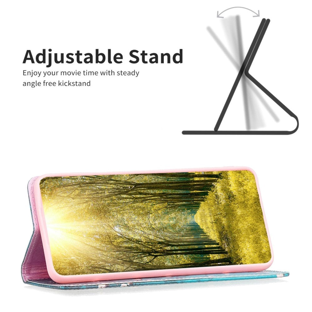iPhone 14 Pro Leather Flip Cover m. Veske og stående funksjon - Blomstrende