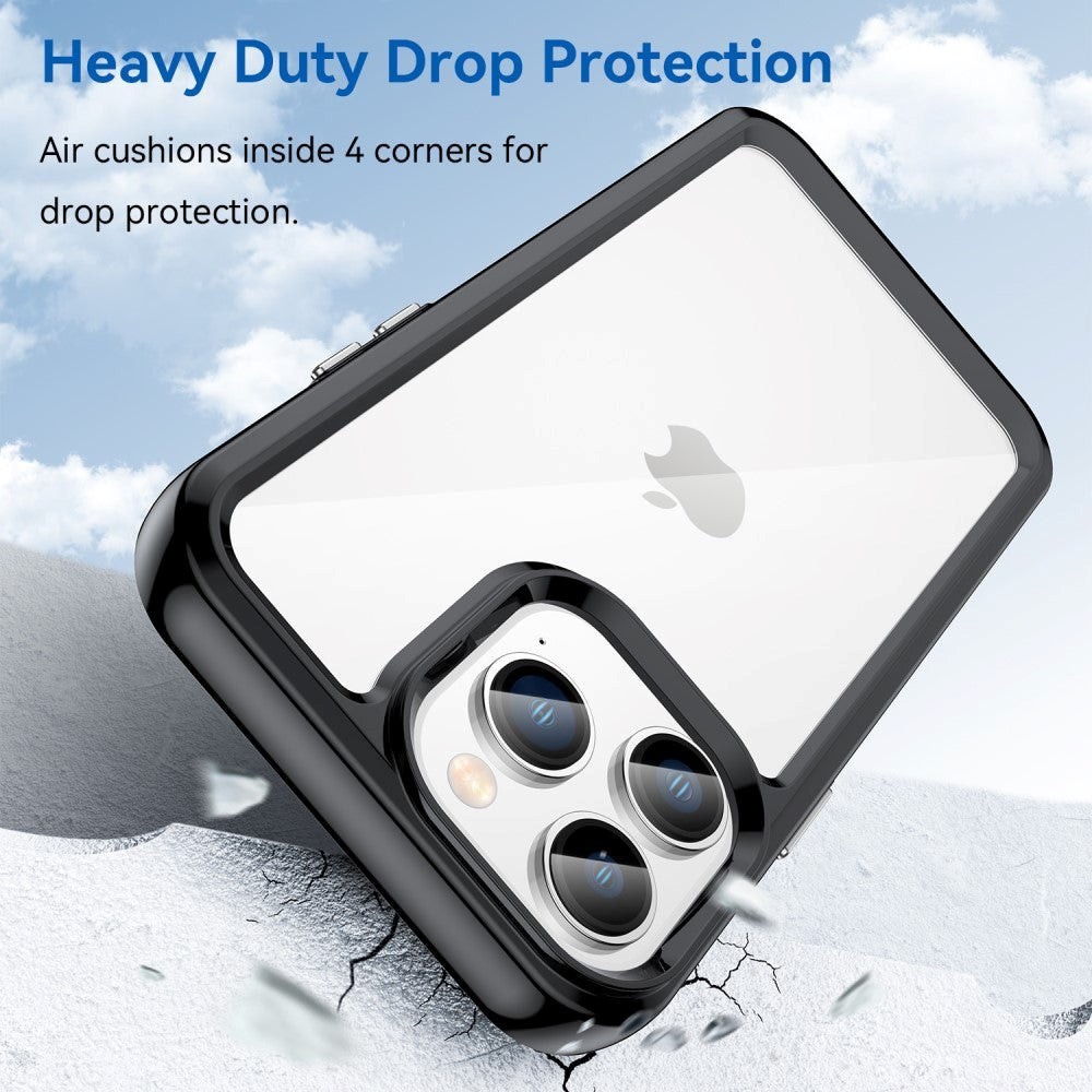 iPhone 14 Pro Hybrid Plast Bakdeksel - Gjennomsiktig / Svart