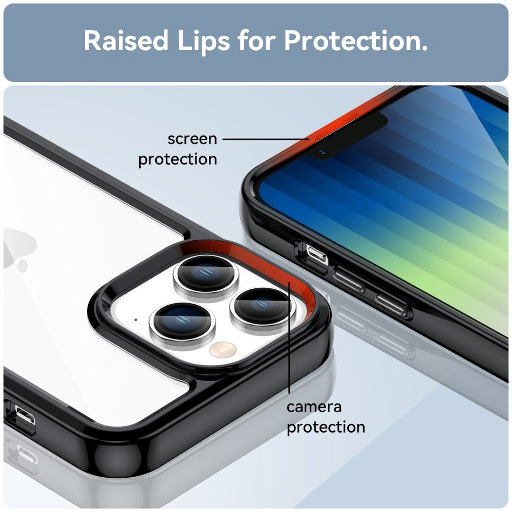 iPhone 14 Pro Hybrid Plast Bakdeksel - Gjennomsiktig / Svart