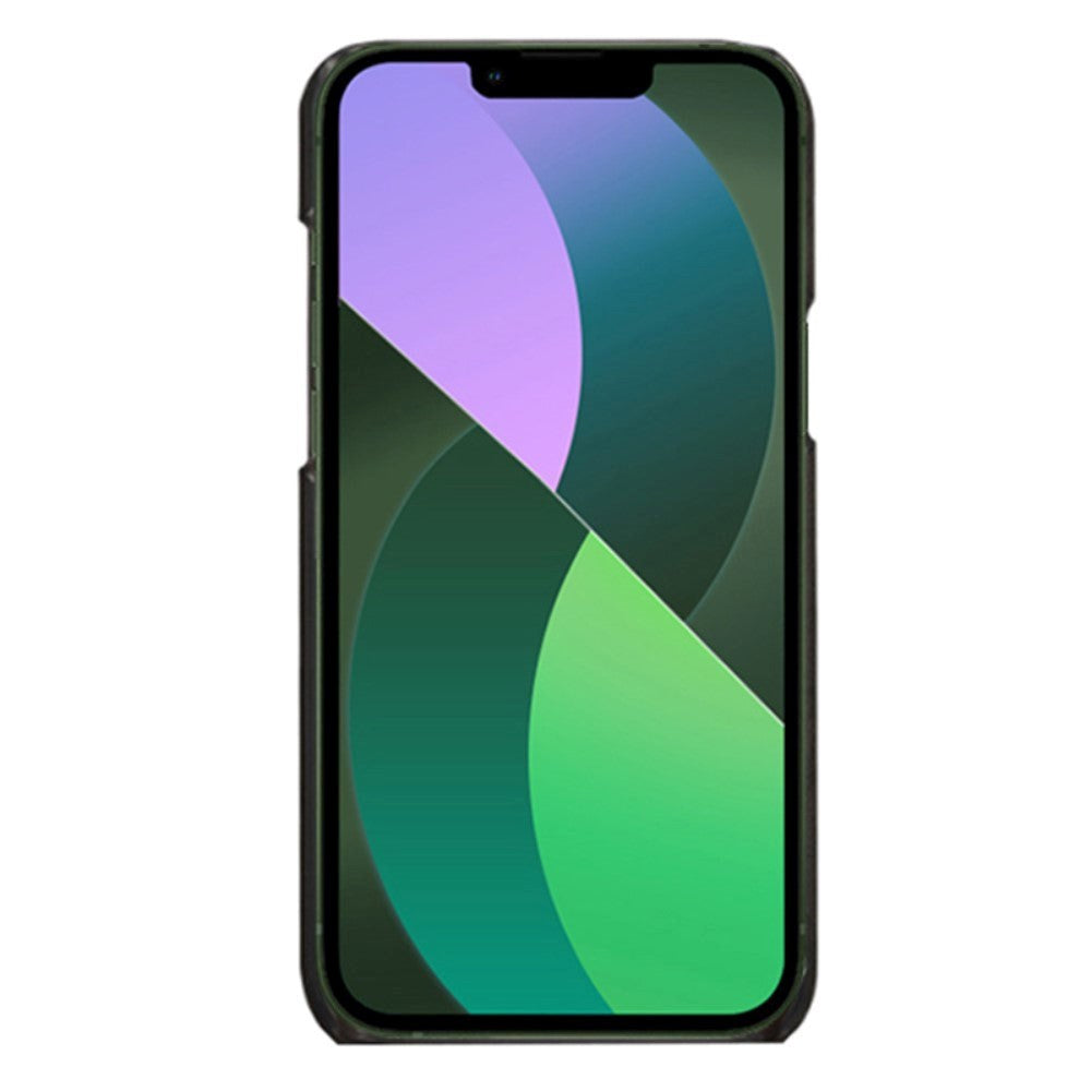 iPhone 14 Læderbelagt Plastik Cover m. Kortholder - Sort