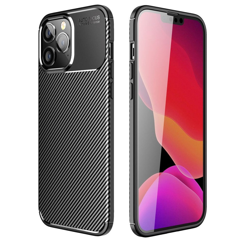 iPhone 14 Pro Carbon Fiber fleksibelt plastdeksel - svart