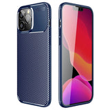 iPhone 14 Pro Carbon Fiber Fleksibelt Plastik Bagside Cover - Blå