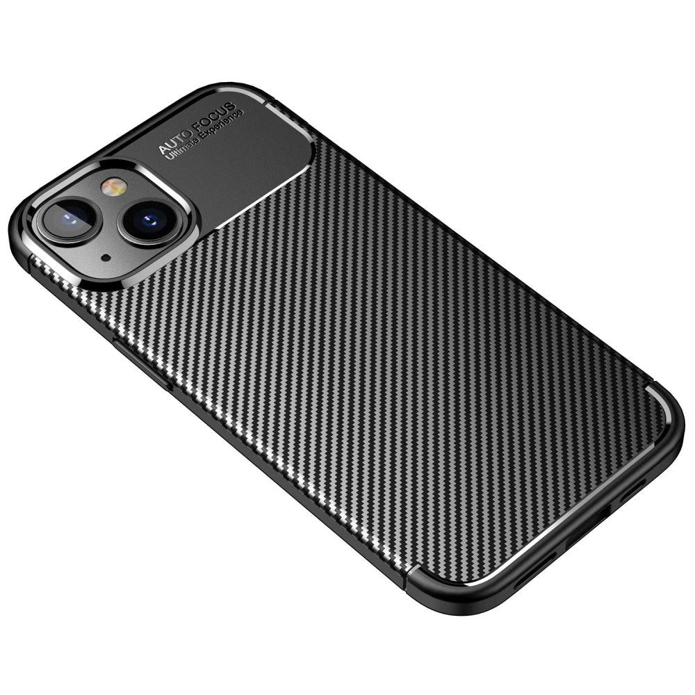 iPhone 14 Plus Carbon Fiber fleksibelt plastdeksel - svart