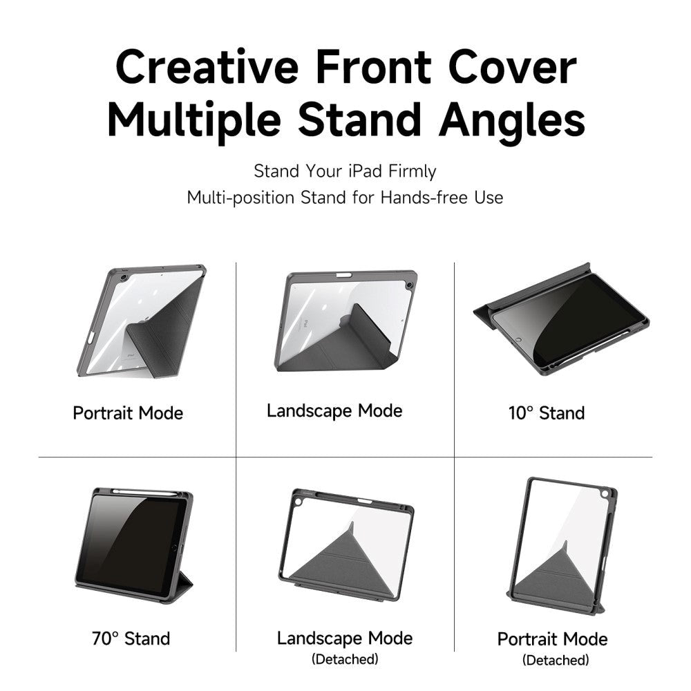 iPad 10,2" (2021 / 2020 / 2019) PU-skinn / plastdeksel - DUX DUCIS MAGI-serien - Gjennomsiktig / Grå